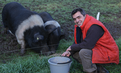 Kevin Allen with his prize boar & its missus