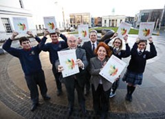 No Repro Fee.
Pictured at the launch of the ‘Well being in post primary schools’ new national guidelines are:  Minister for Education and Skills, Ruairí Quinn TD, Gerry Raleigh, Director of the HSE’s National Office for Suicide Prevention and the Minister of State for Disability, Older People, Equality and Mental Health, Kathleen Lynch TD  and pupils from O'Connell's Secondary  School and Mount Carmel Secondary School David Shaughnessy, age 17 and  Mihai Cadere, age 18  from O'Connell's School, North Richmond Street, Dublin 1 Julieanne Murphy, age 16 and Nadine Connors, age 16 Mount Carmel Secondary School, Kings Inn Street, Dublin 1.


Pic: Robbie Reynolds/CPR.


ENDS

Enda Saul, HSE Communications: 087 2912478