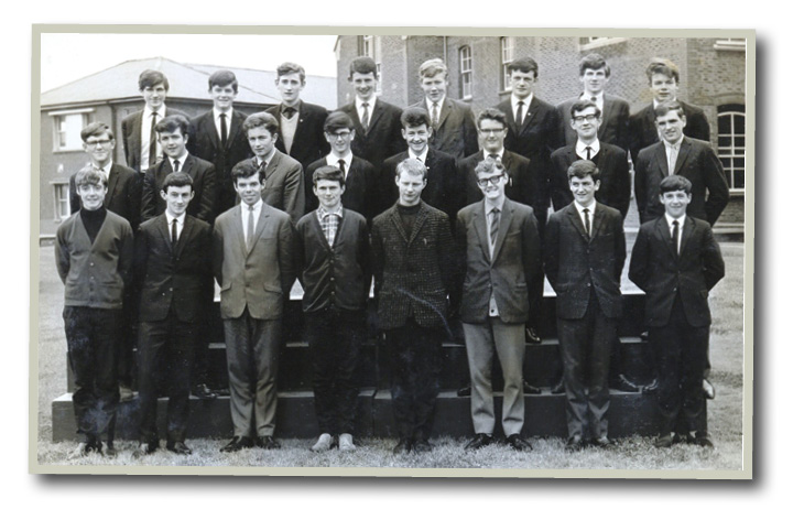Leaving Cert class 1966, Brendan McGrath back row third in from the right.